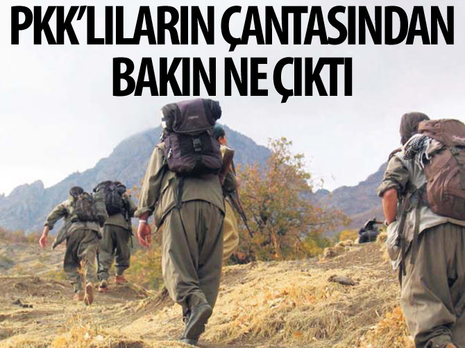 PKK'lıların sırt çantasından bakın ne çıktı