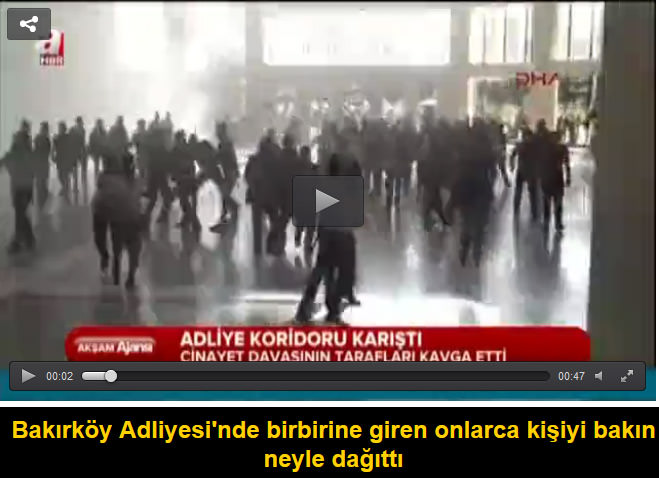 Bakırköy Adliyesi'nde birbirine giren onlarca kişiyi bakın neyle dağıttı