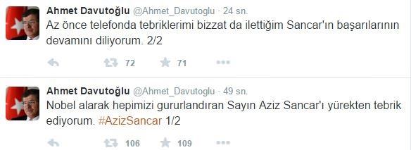 Başbakan Davutoğlu Aziz Sancar'ı aradı - 1
