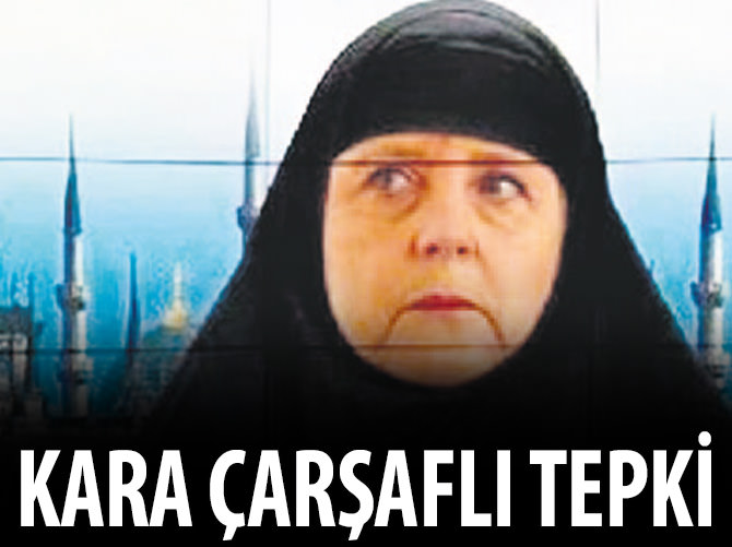 Merkel’e kara çarşaflı protesto