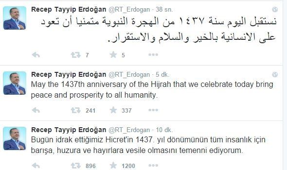 Cumhurbaşkanı’ndan üç dilde mesaj