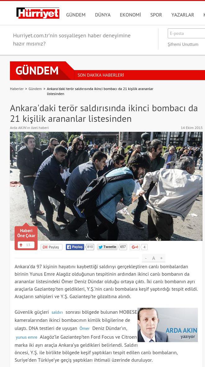 Hürriyet’e bir de canlı bomba soruşturması