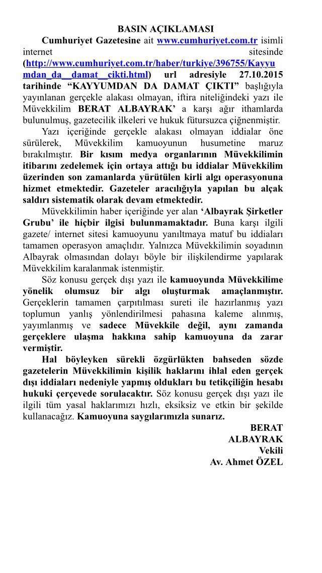 Cumhuriyet'in yalanına Berat Albayrak'tan sert cevap! - 2