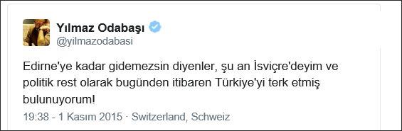 Yılmaz Odabaşı ülkeyi terk etti