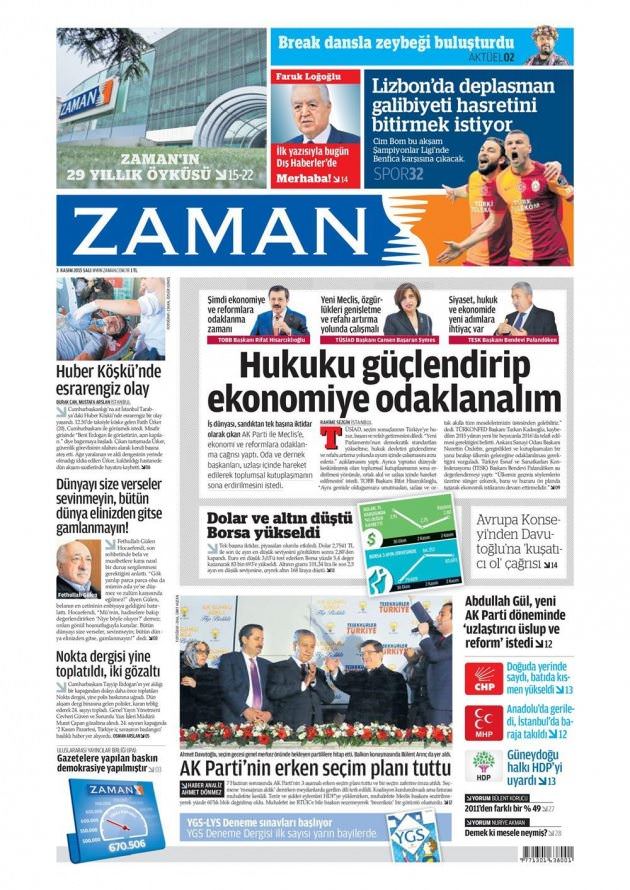 Zaman gazetesinden muhteşem ’U’ dönüşü