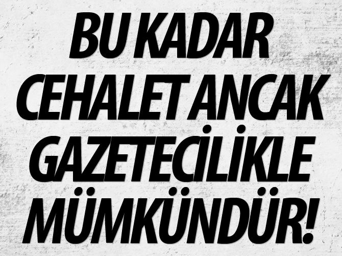 Bu kadar cehalet ancak gazetecilikle mümkündür!