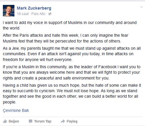 Erdoğan facebook’ta Zuckerberg’in Trump’a tepkisini beğendi!