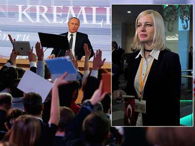 AA muhabirinden Putin'e Türk bayrağıyla soru