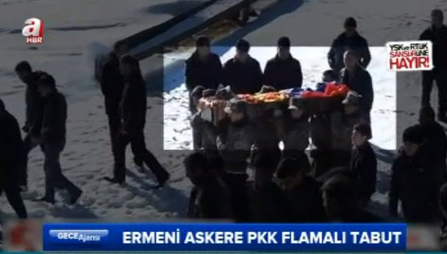 Ermeni askere PKK flamalı tabut!