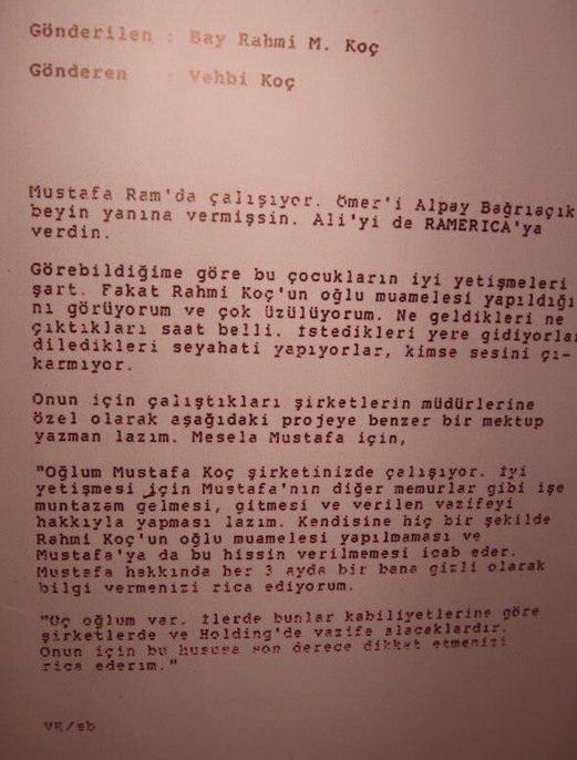 Vehbi Koç'tan Rahmi Koç'a: Mustafa işçi gibi çalışsın - 1
