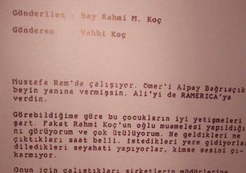 Vehbi Koç'tan Rahmi Koç'a: Mustafa işçi gibi çalışsın