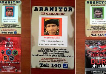 Aranan teröristlerin afişleri şehirlere asılıyor!