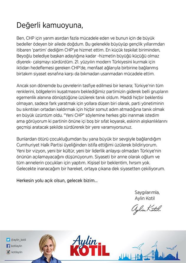 Aylin Kotil CHP'den istifa etti! - 1