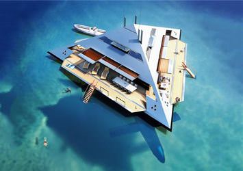 Uçan piramit şeklinde süper yat
