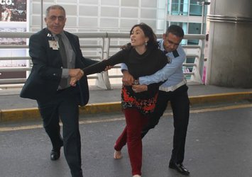 Özbek kadın havalimanını birbirine kattı!