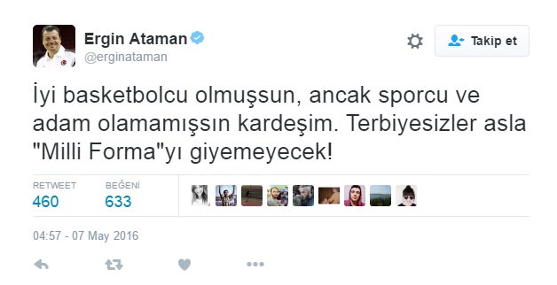 Ergin Ataman: Enes Kanter adam olamamış