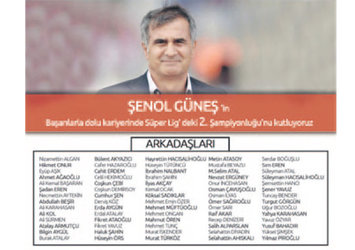 2. şampiyonluk hayırlı olsun Şenol Hoca