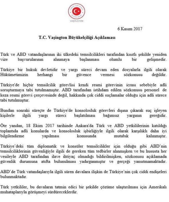 Türk Büyükelçiliği: ABD'ye dosya güvencesi verilmedi - 1