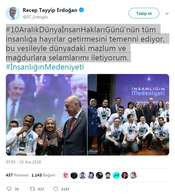 Başkan Erdoğan'dan 'Dünya İnsan Hakları Günü' mesajı - 1