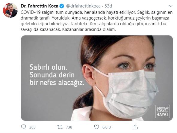 Sağlık Bakanı Fahrettin Koca Twitter'dan paylaştı: Kazananlar arasında olalım - 1