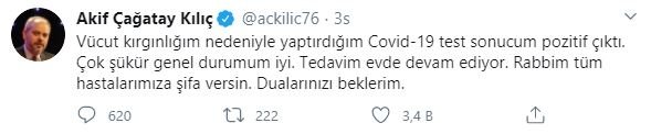 Eski bakan Akif Çağatay Kılıç koronavirüse yakalandı - 1