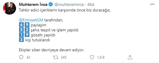 Son dakika...İzmir depremine ilişkin tahkir edici paylaşım yapan 52 kişiye işlem yapıldı