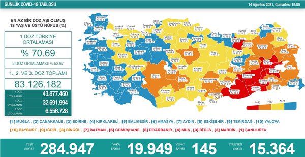 Sağlık Bakanlığı 17 Ağustos 2021 Kovid-19 vaka ve vefat tablosu | Türkiye'de koronavirüsten kaç kişi öldü vaka sayısı ne kadar? - 10