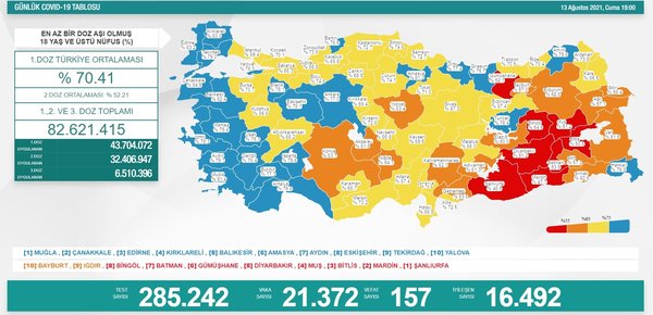 Sağlık Bakanlığı 17 Ağustos 2021 Kovid-19 vaka ve vefat tablosu | Türkiye'de koronavirüsten kaç kişi öldü vaka sayısı ne kadar? - 11