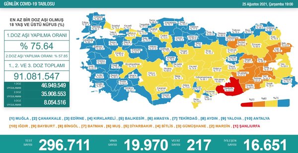 Sağlık Bakanlığı 29 Ağustos 2021 Kovid-19 vaka ve vefat tablosu | Türkiye'de koronavirüsten kaç kişi öldü vaka sayısı ne kadar? - 6