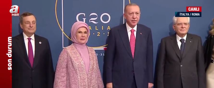 Başkan Erdoğan G20 zirvesi için gittiği İtalyada akşam yemeğine katıldı! İşte o anlar...
