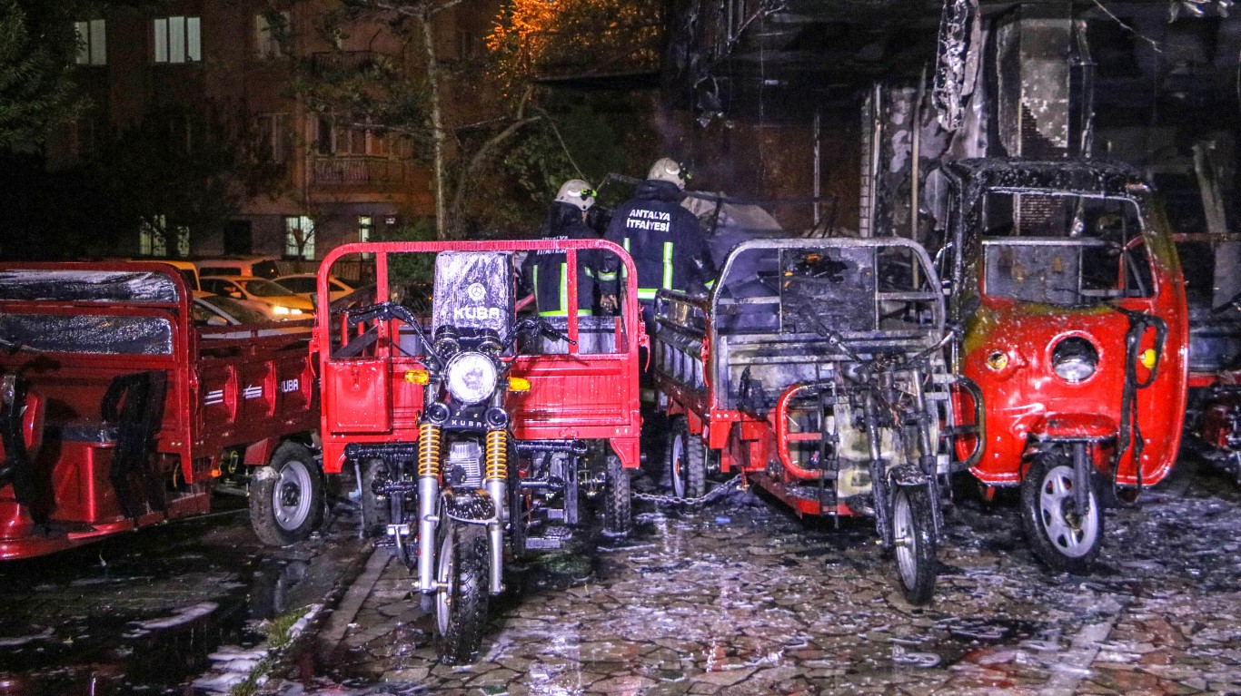 Antalyada facia! 3 milyon lira değerindeki 250 motosiklet yangında yandı