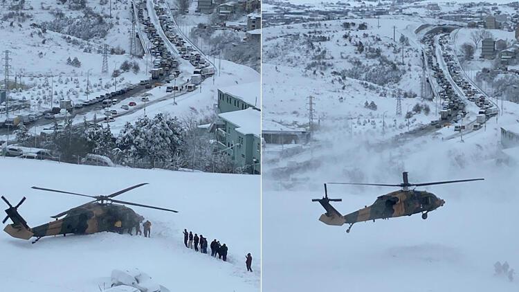 Kar İstanbulu vurdu! Yollar kapandı hastalar için askeri helikopter devreye girdi