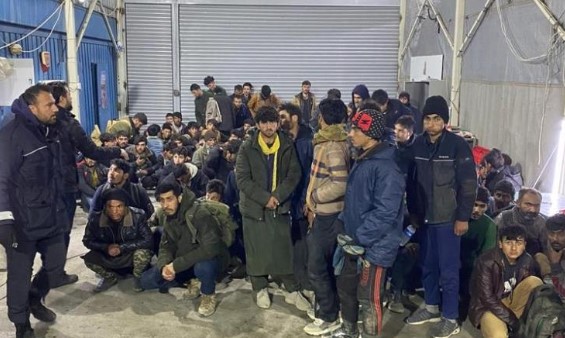 Ağrıda kamyona saklanmış 113 düzensiz göçmen yakalandı