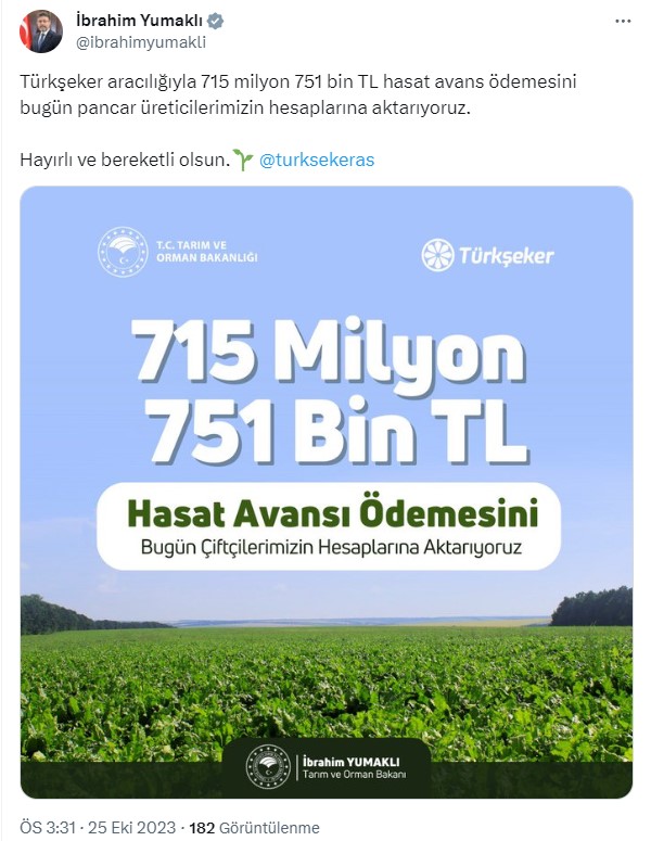Bakan İbrahim Yumaklı duyurdu: 15 milyon 751 bin TL hasat avans ödemesi başladı - 1