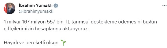 Tarımsal destekleme ödemesi başlıyor! Tarım ve Orman Bakanı İbrahim Yumaklı açıkladı - 1
