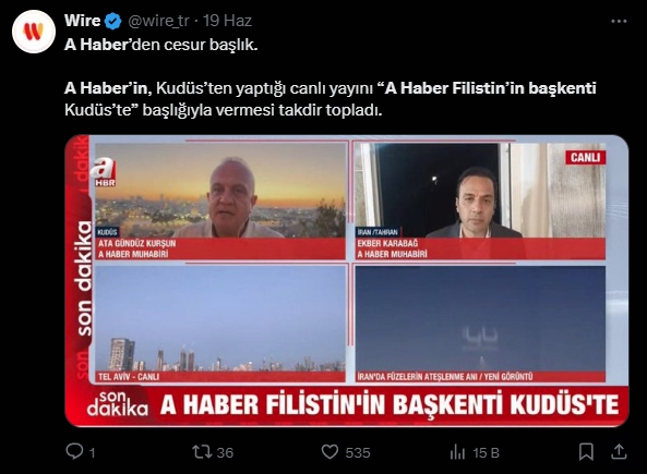 A Haber Filistin’in başkenti Kudüs’te! Tarihe geçen yayın ve sözler