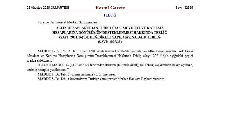 Kur Korumalı Mevduat KKM uygulaması sona erdi: Karar Resmi Gazete’de