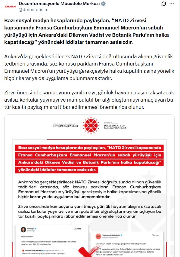 DMM: Dikmen Vadisi ve Botanik Parkı'nın Macron için kapatılacağı iddiası asılsız - 1