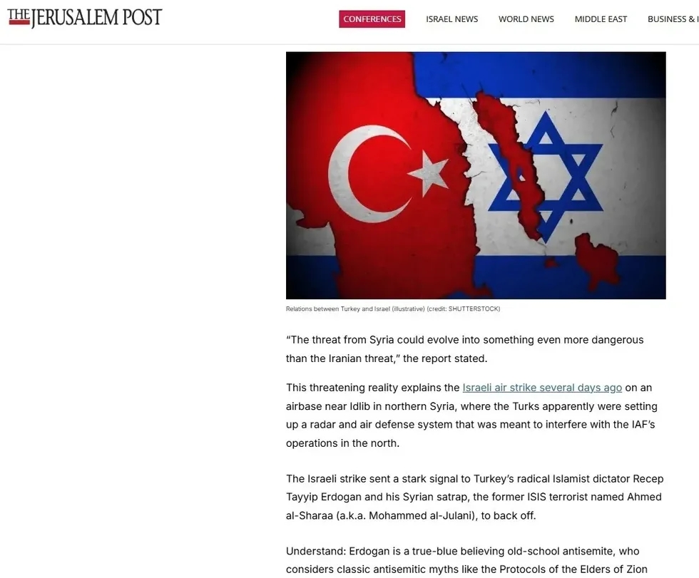 İsrail merkezli Jerusalem Post gazetesinde yer alan Türkiye'yi hedef alan skandal provokasyon çağrısı 