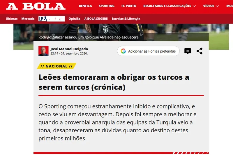 Galatasaray'ın Sporting mağlubiyeti Portekiz basınında yer buldu - 6