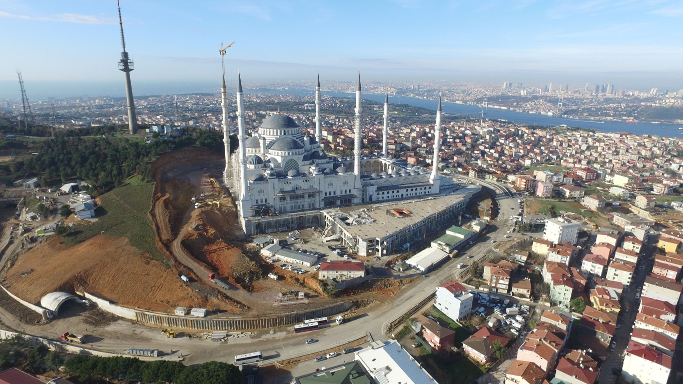 Yapımında sona yaklaşılan Çamlıca Camii havadan görüntülendi