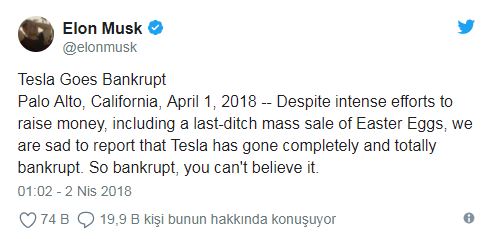 Elon Musk’tan Tesla’nın iflasıyla ilgili açıklama