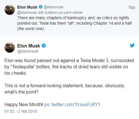 Elon Musk’tan Tesla’nın iflasıyla ilgili açıklama