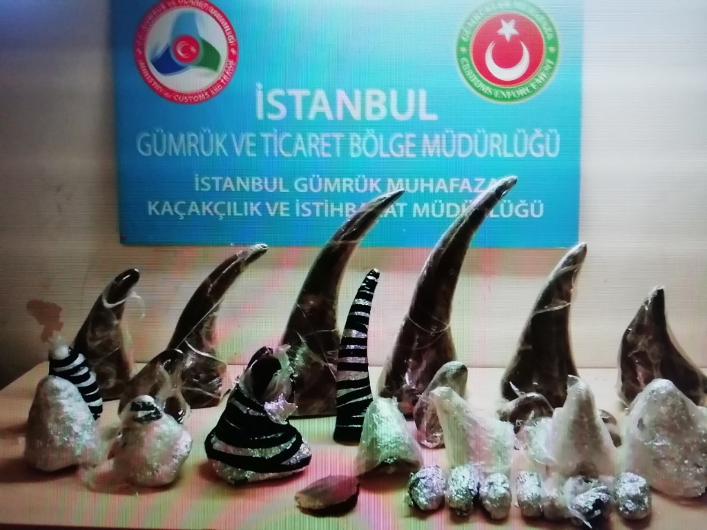 Atatürk Havalimanı’nda 14 milyon liralık gergedan boynuzu operasyonu