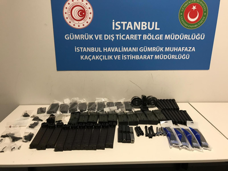 İstanbul Havalimanı’nda çok sayıda silah parçası ele geçirildi