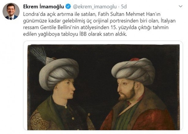 Fatih Sultan Mehmet’in portresini 6.5 milyon TL’ye satın alan İBB’ye sert tepki!