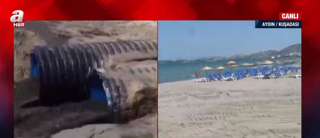 Aydın Kuşadası’nda çevre felaketi! Kanalizasyon suyu halk plajına aktı