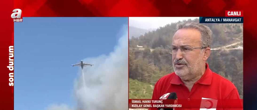 Yangın bölgesinde yardım seferberliği! Kızılay Genel Başkan Yardımcısı İsmail Hakkı Turunç A Haber’de Manavgat Beydiğin’deki son durumu anlattı