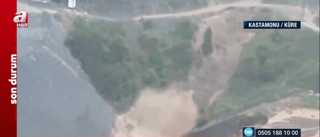 Sel felaketinden yeni görüntü | Kastamonu Küre’de şantiye alanını böyle su bastı