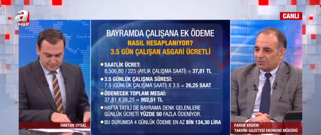 Bayramda çalışana ek ödeme! Mesai nasıl hesaplanıyor? İşte örnek hesaplama